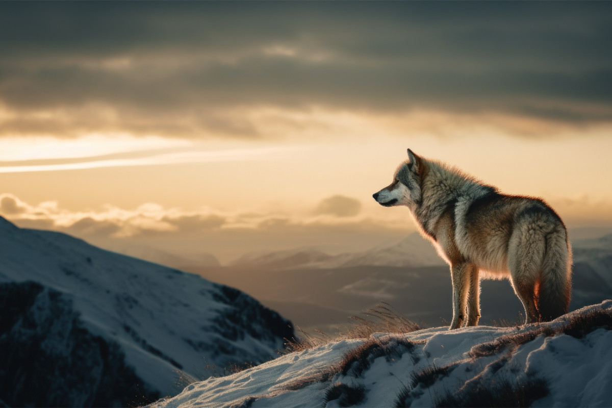 Ein prächtiger Wolf überblickt seine Welt