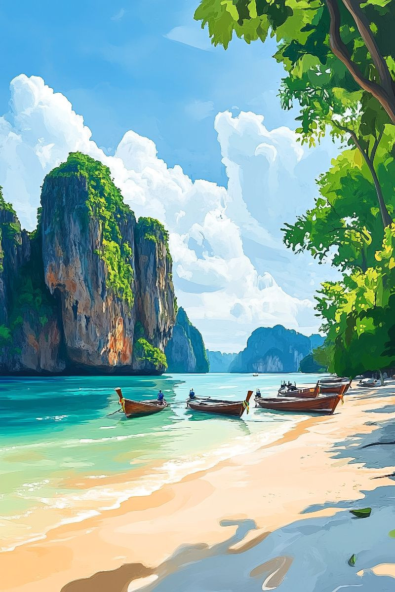 Strand mit Booten -  Thailand Fantasie