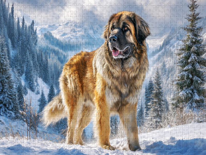 Leonberger im Schnee