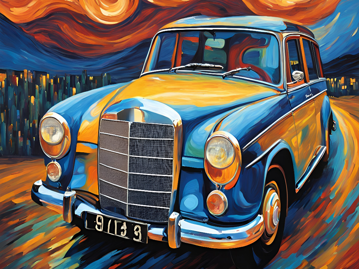 Oldtimer im Stil von van Gogh