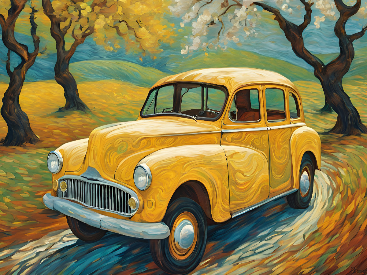 Oldtimer im Stil von van Gogh
