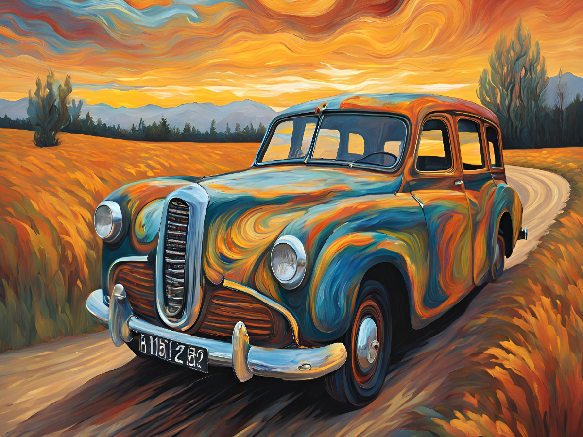 Oldtimer im Stil von van Gogh