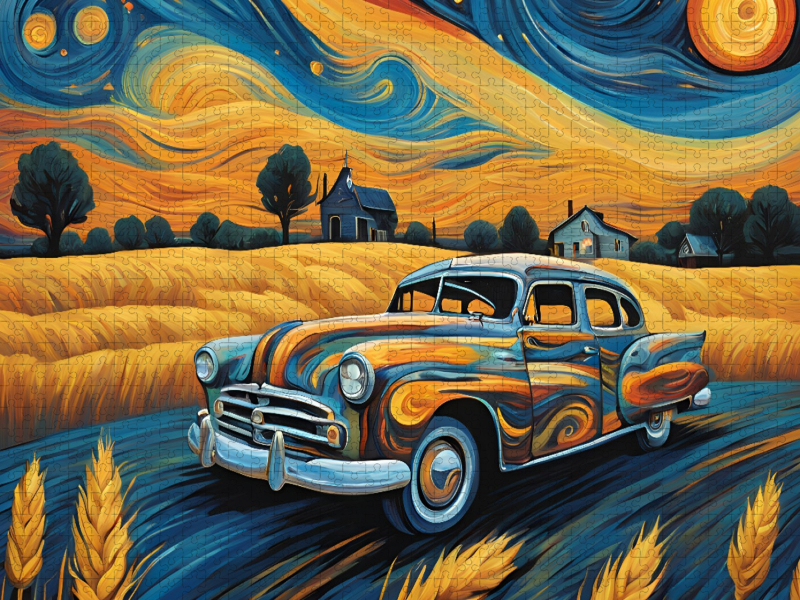 Oldtimer im Stil von van Gogh