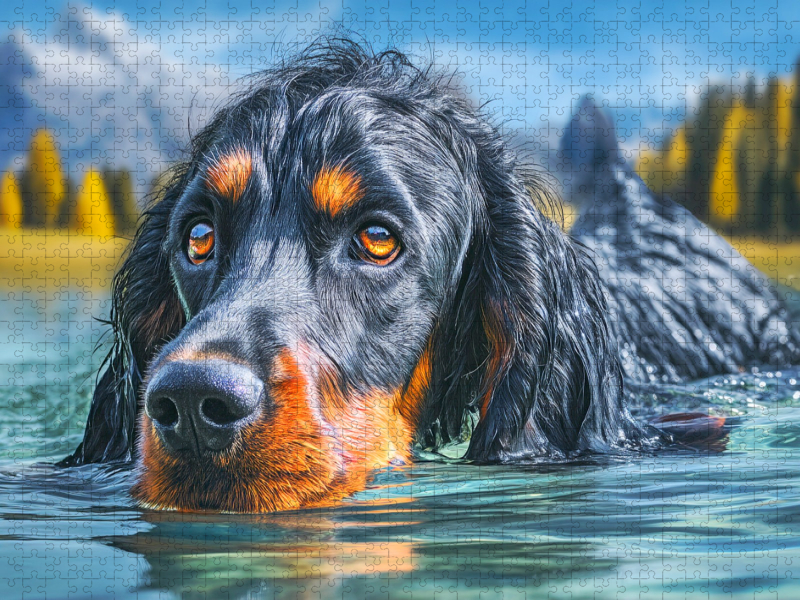 Gordon Setter im Wasser