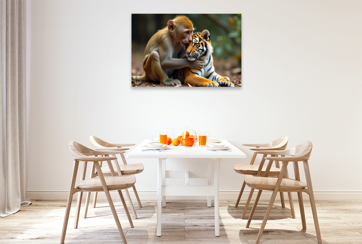 Äffchen mit jungem Tiger