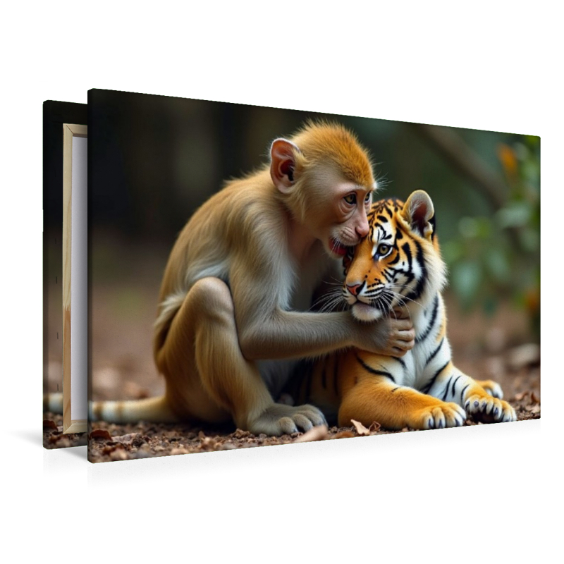 Äffchen mit jungem Tiger
