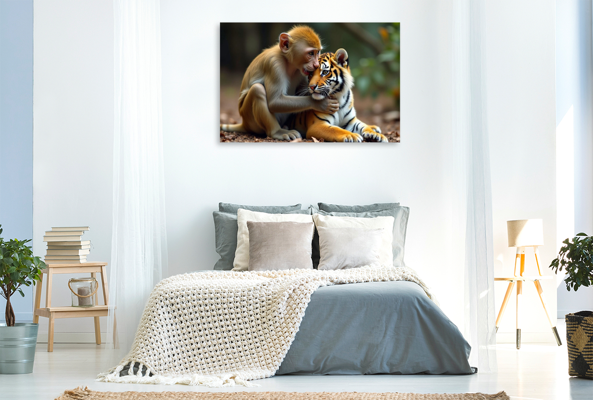 Äffchen mit jungem Tiger