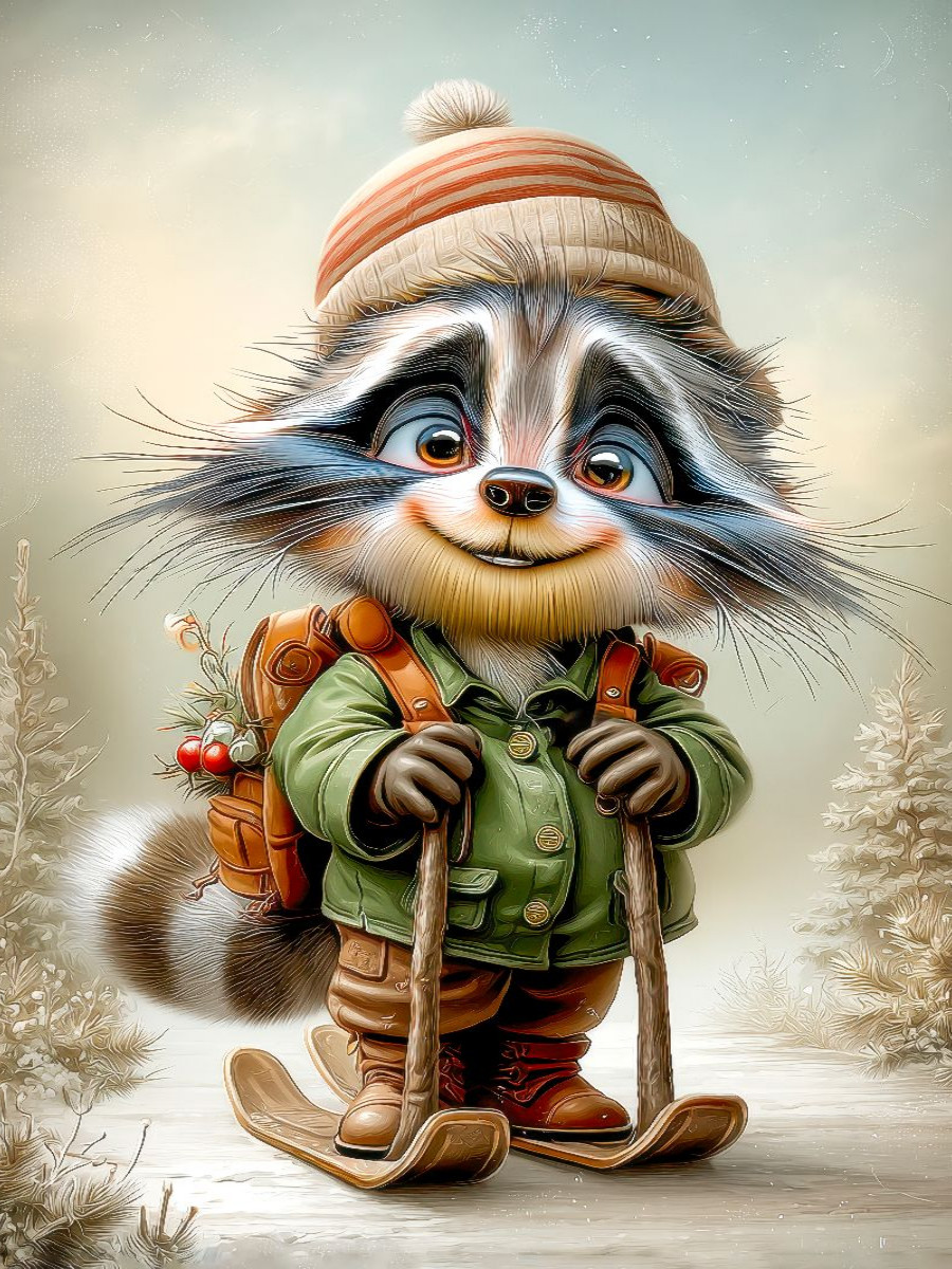 Waschbär Weihnachtsmann
