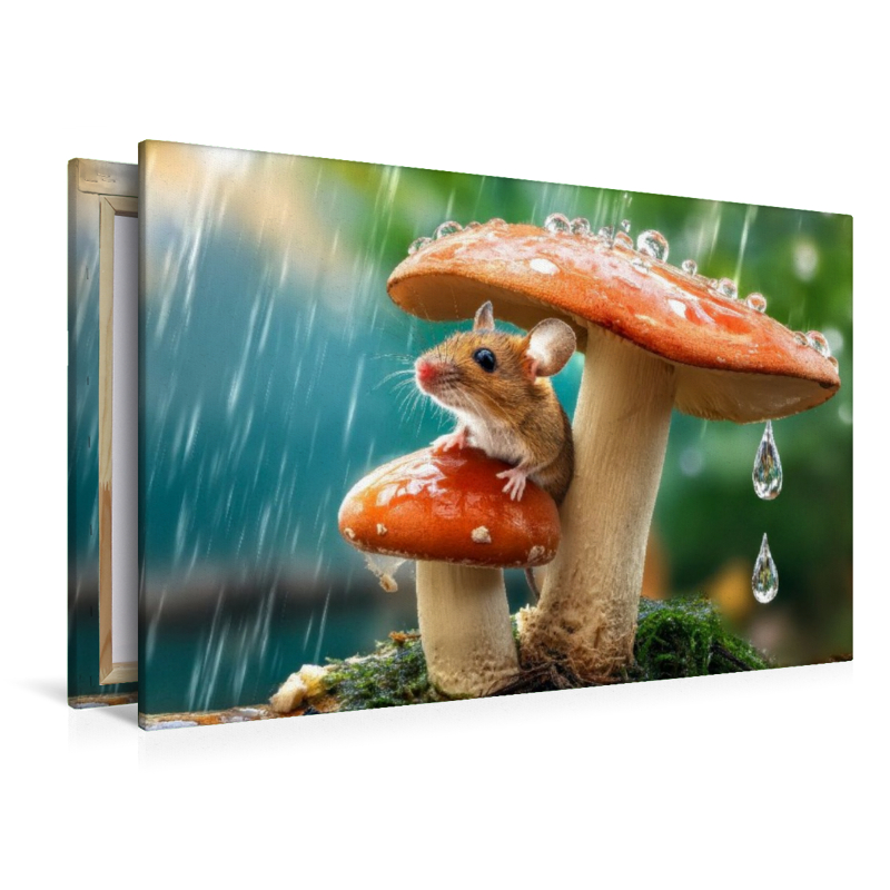 Fantastisch - ein Stuhl im Regen mit einem Regenschirm