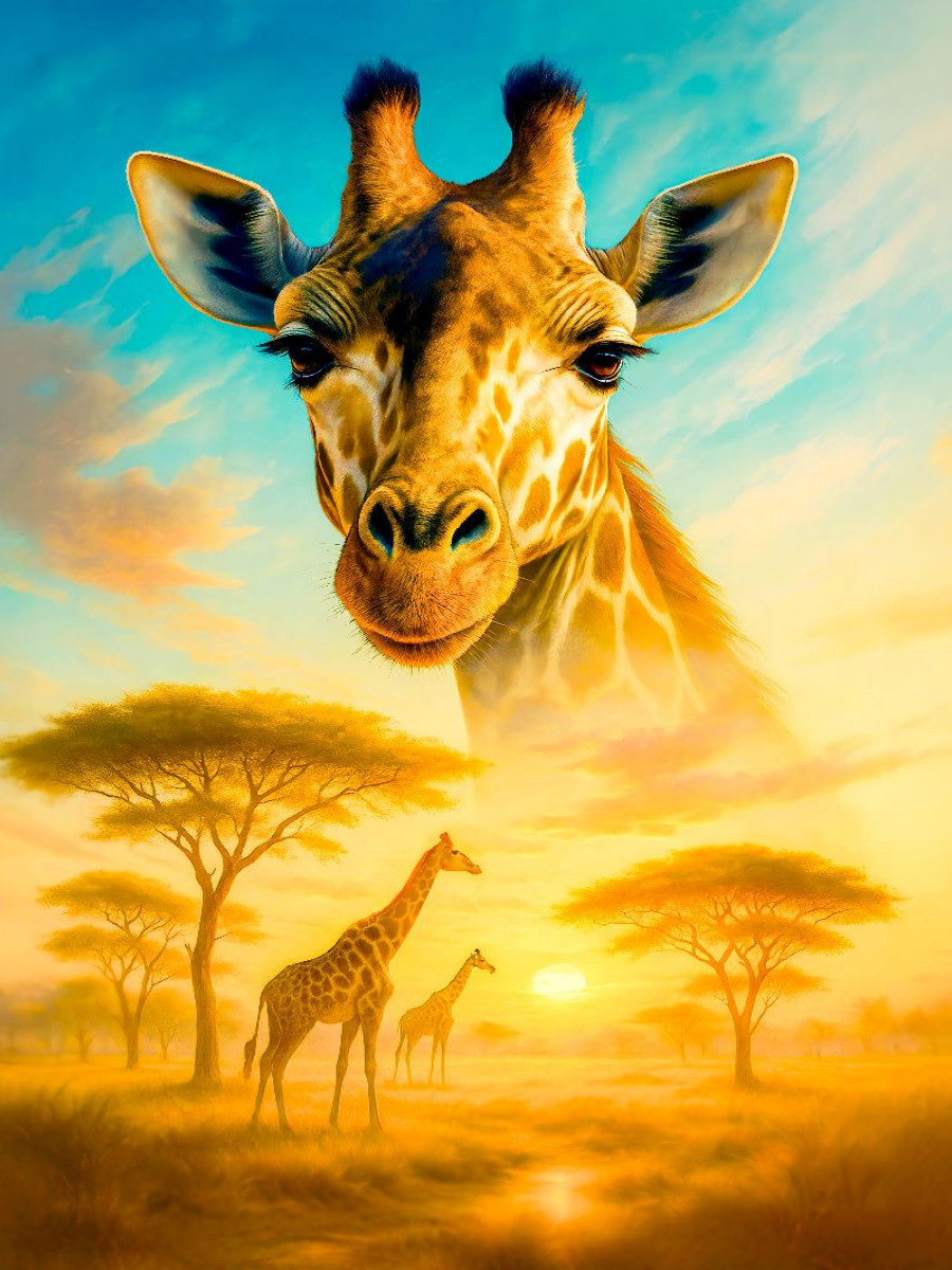 Hoher Blick - Giraffe zwischen Licht und Baum