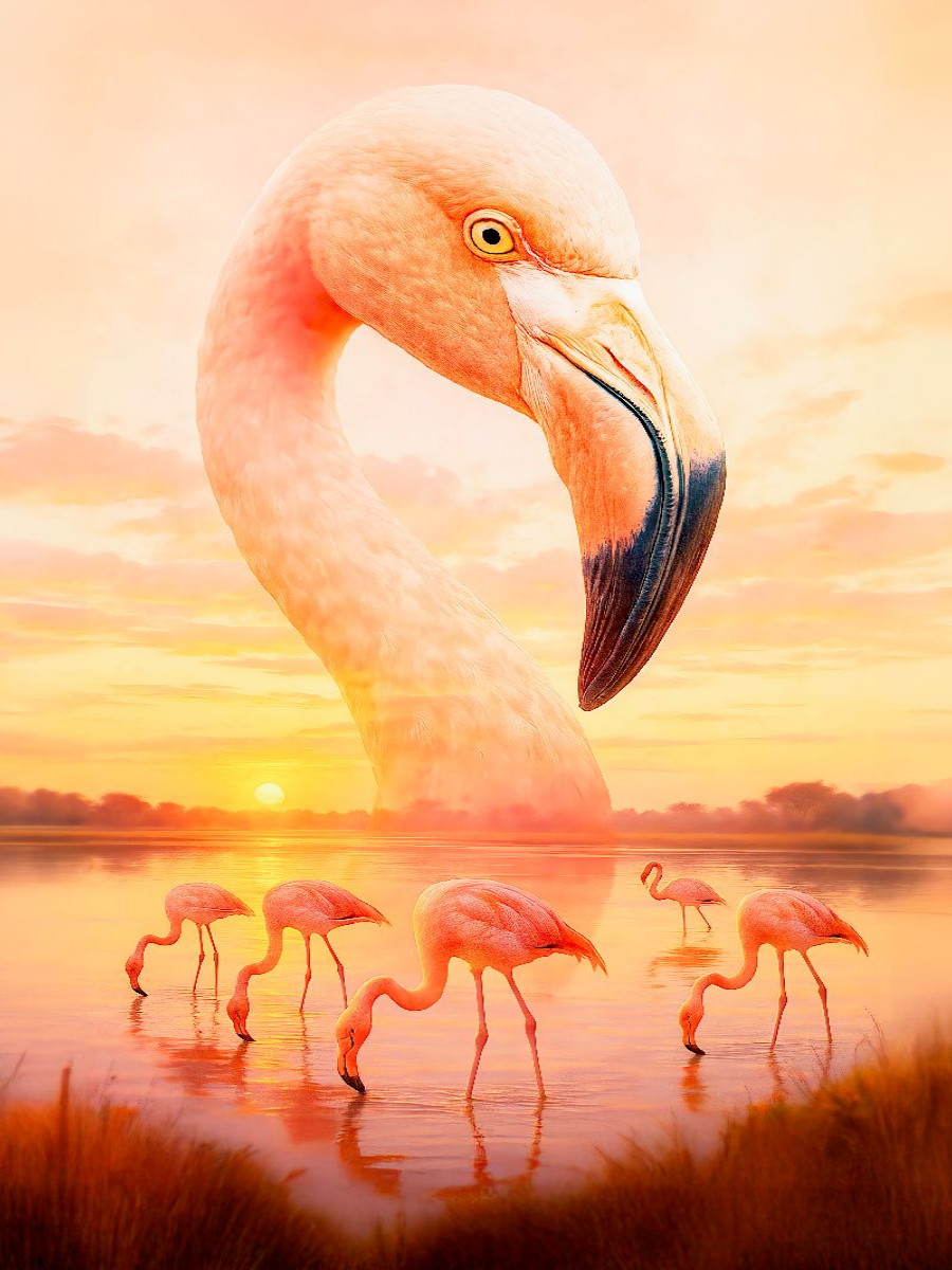 Flamingo im Licht - Eleganz in Rosa