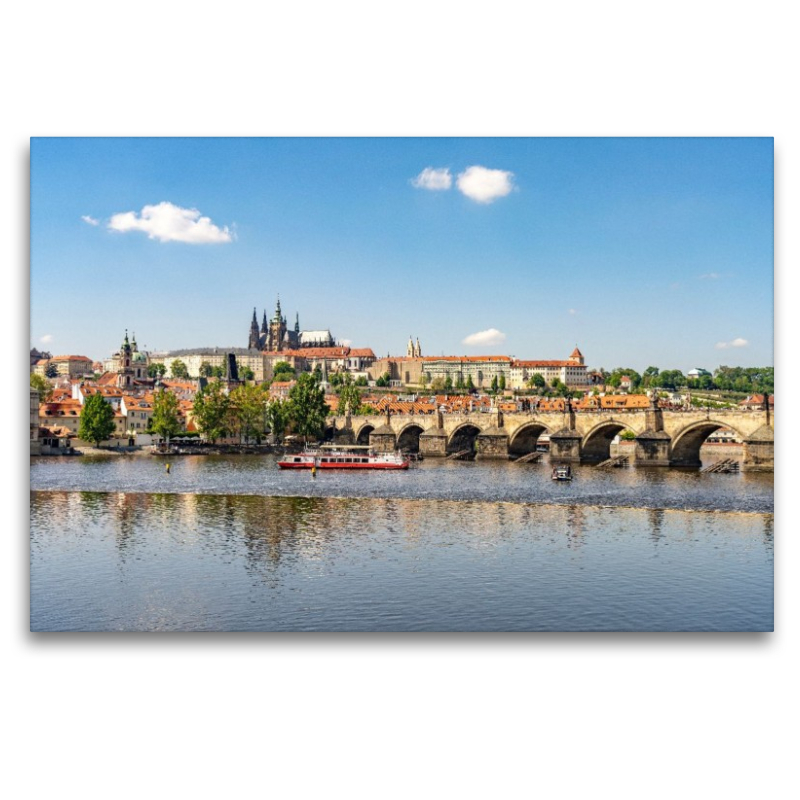Moldau, Burg und Karlsbrücke in Prag
