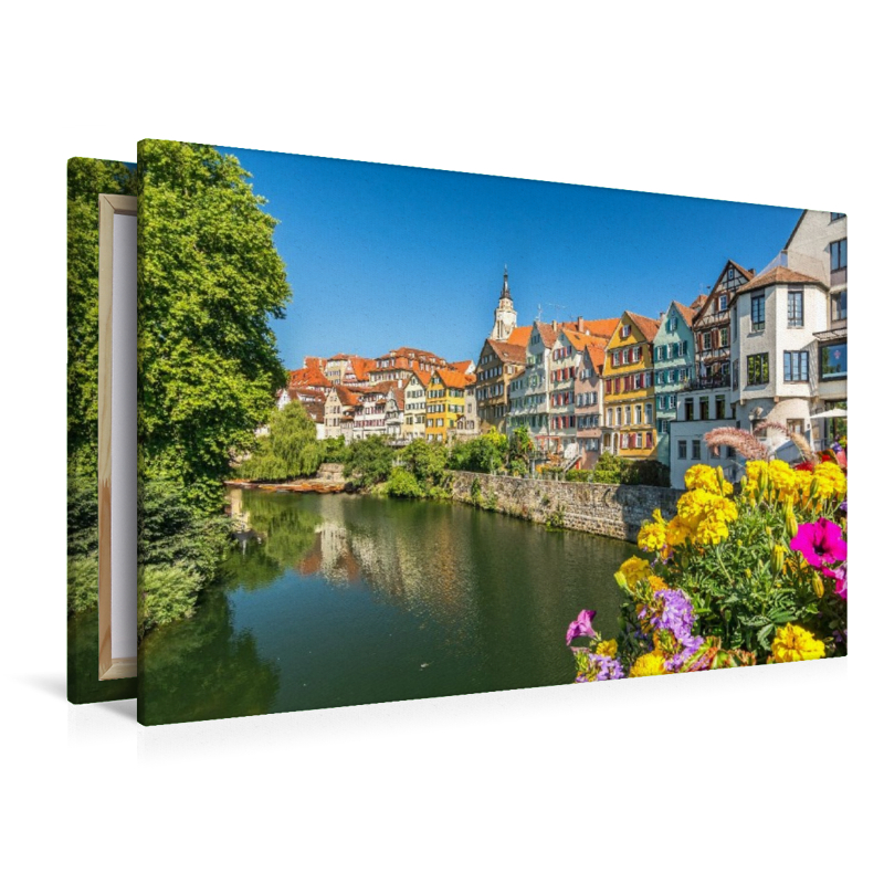 Historische Tübinger Neckarfront mit Blumenschmuck