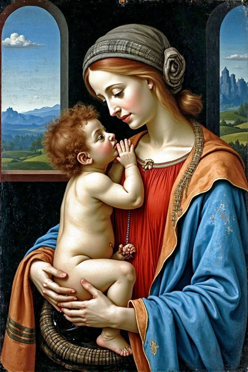 Inspiriert von Leonardo da Vinci/Madonna Litta (1490)