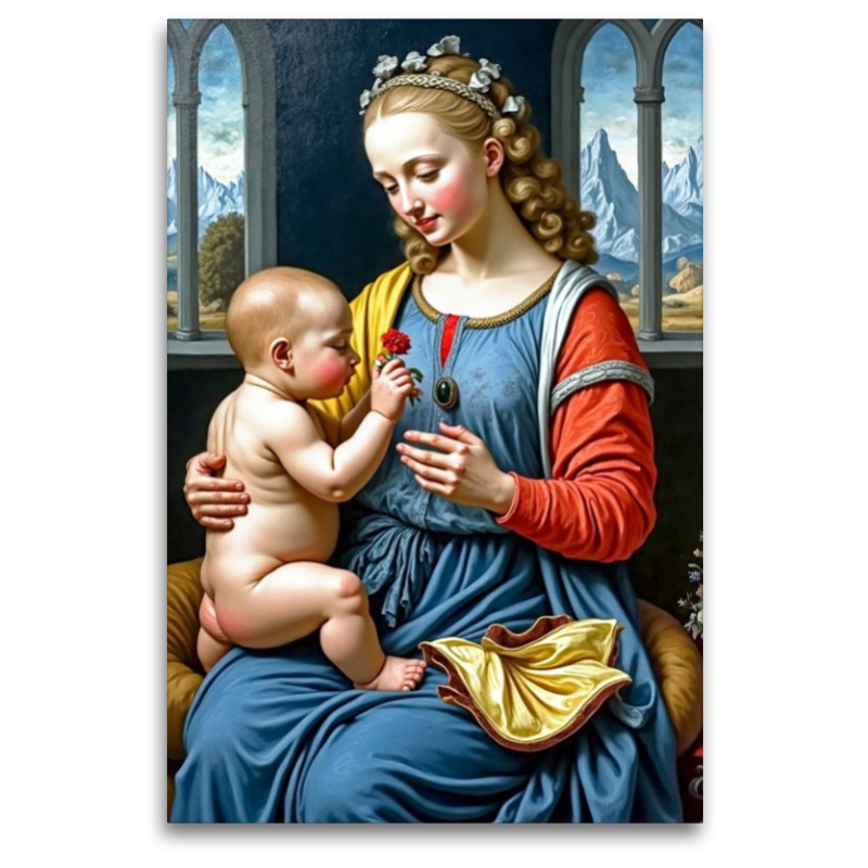 Inspiriert von Leonardo da Vinci/Madonna mit der Nelke (um 1475)