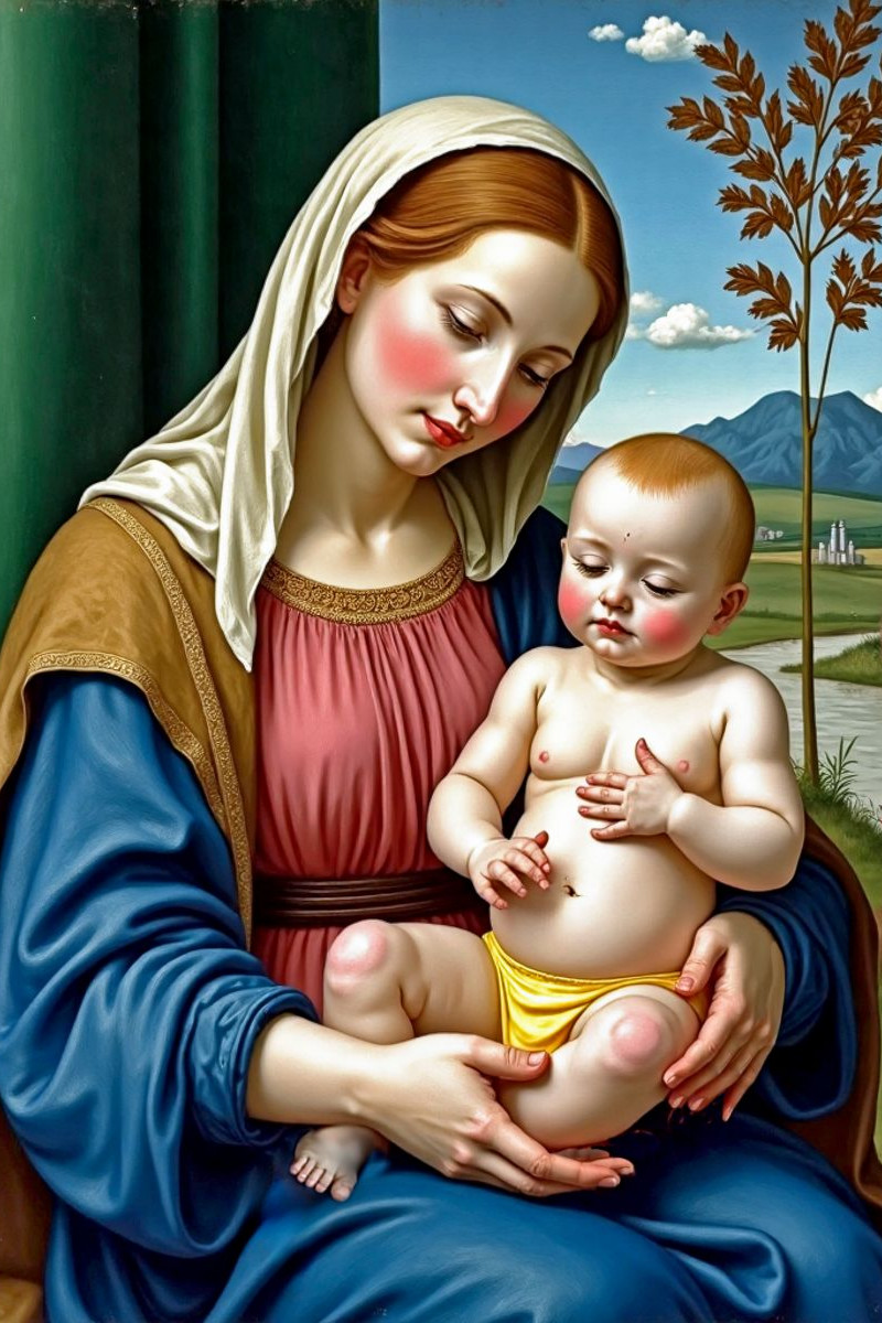 Inspiriert von Giovanni Bellini/Madonna mit Kind (1510)