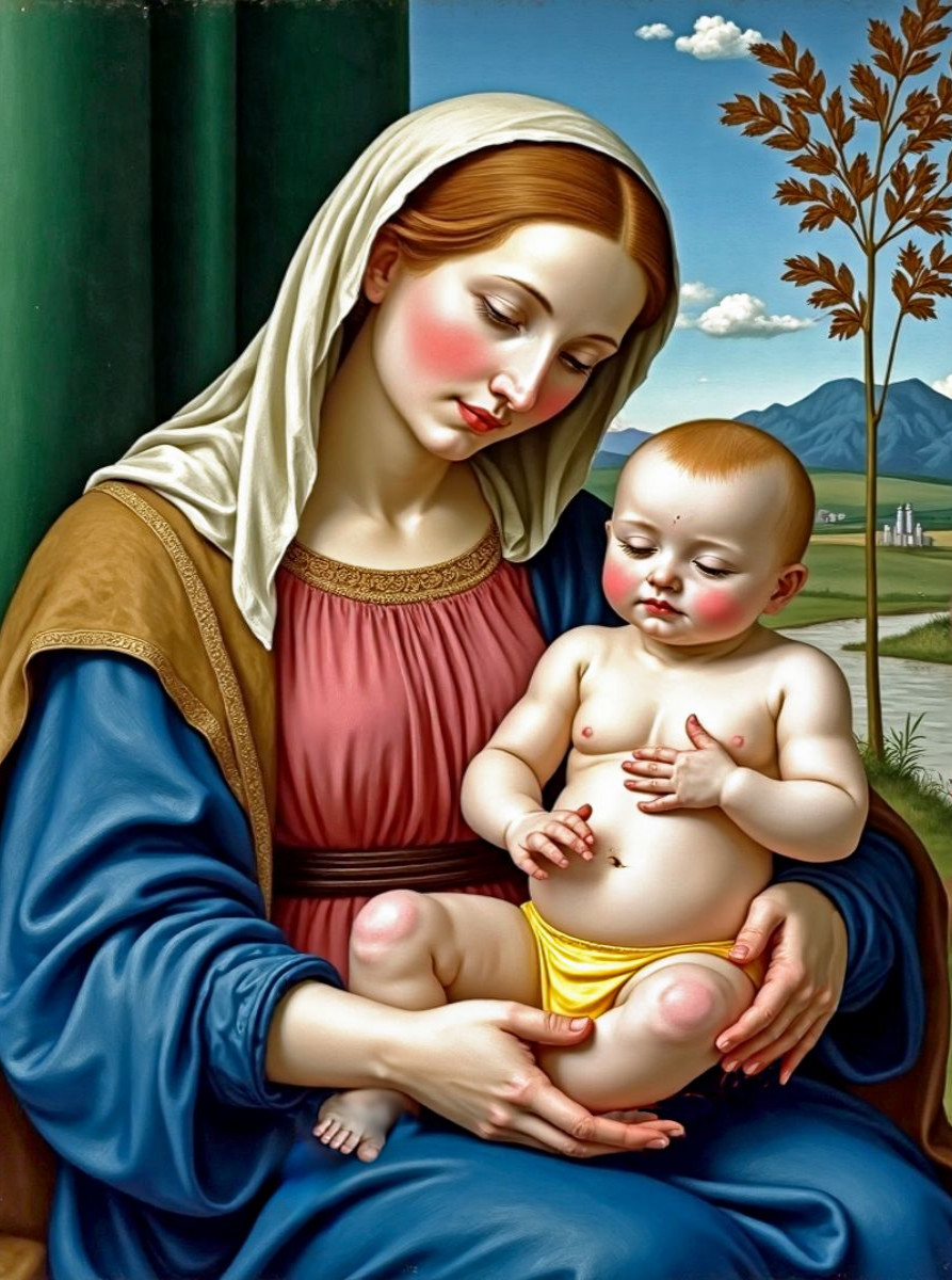 Inspiriert von Giovanni Bellini/Madonna mit Kind (1510)