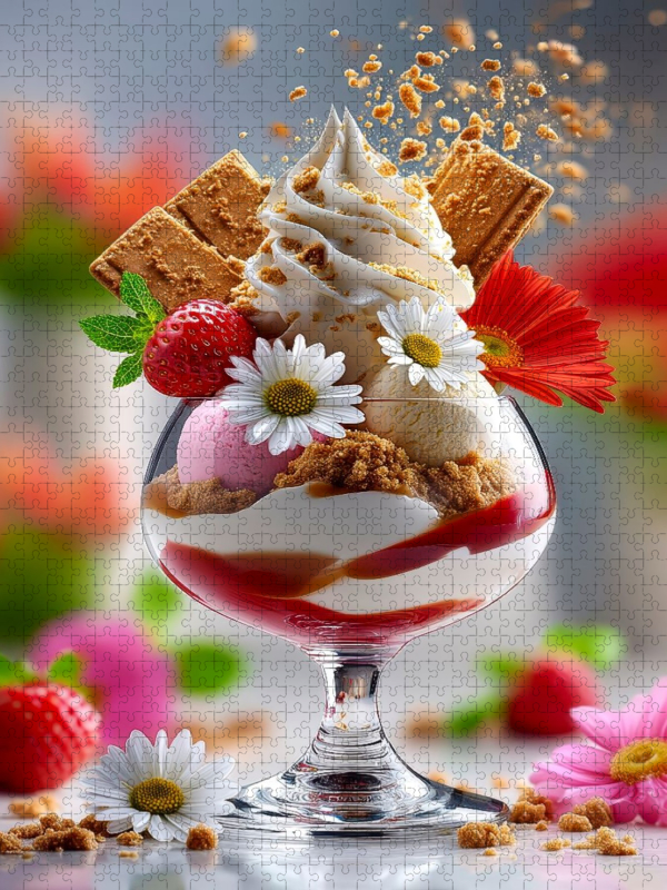 Welch eine Köstlichkeit: Eiscreme schmiegt sich auf Softeis, gekrönt mit Sahnetuff und Keks