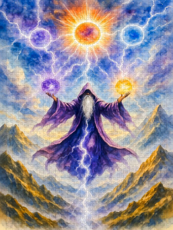 Keltischer Druide ruft kosmische Magiekräfte