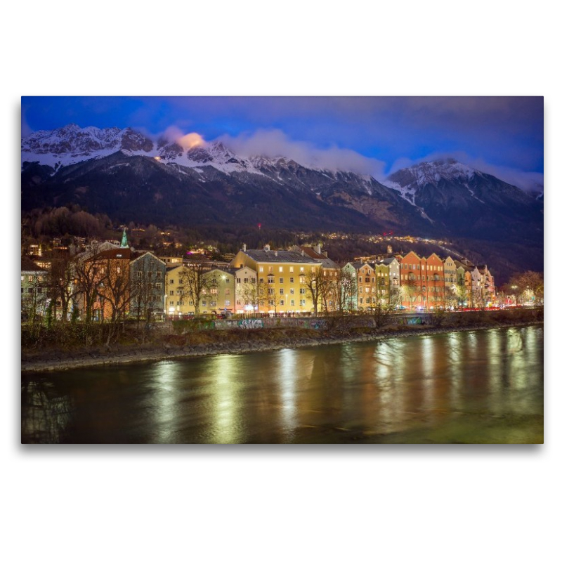 Innsbruck - Nächtlicher Blick über den Inn zur Nordkette