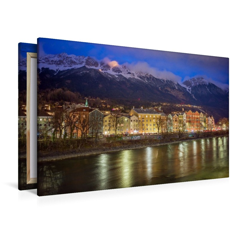 Innsbruck - Nächtlicher Blick über den Inn zur Nordkette