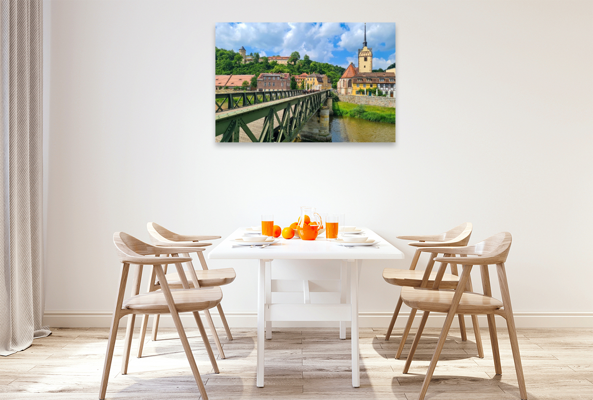 Gera - Untermhäuser Brücke und Blick auf die Schlossruine