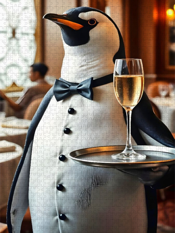 Pinguin serviert stilvoll