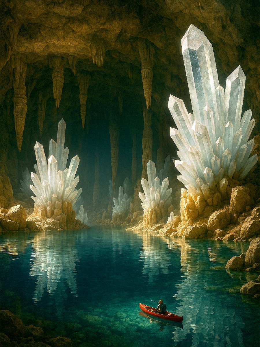 Kristallwelten in einer riesigen Höhle