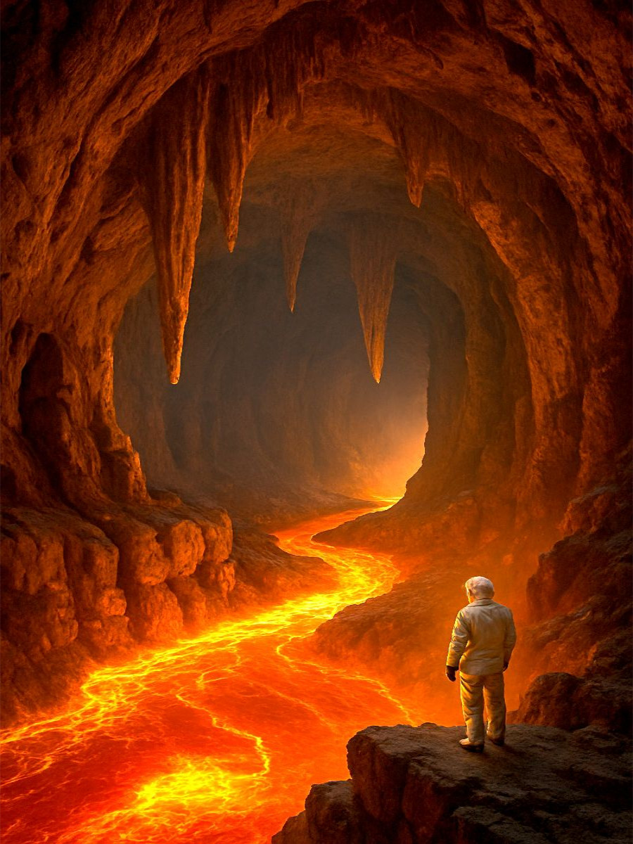Lavaströme in einer Höhle