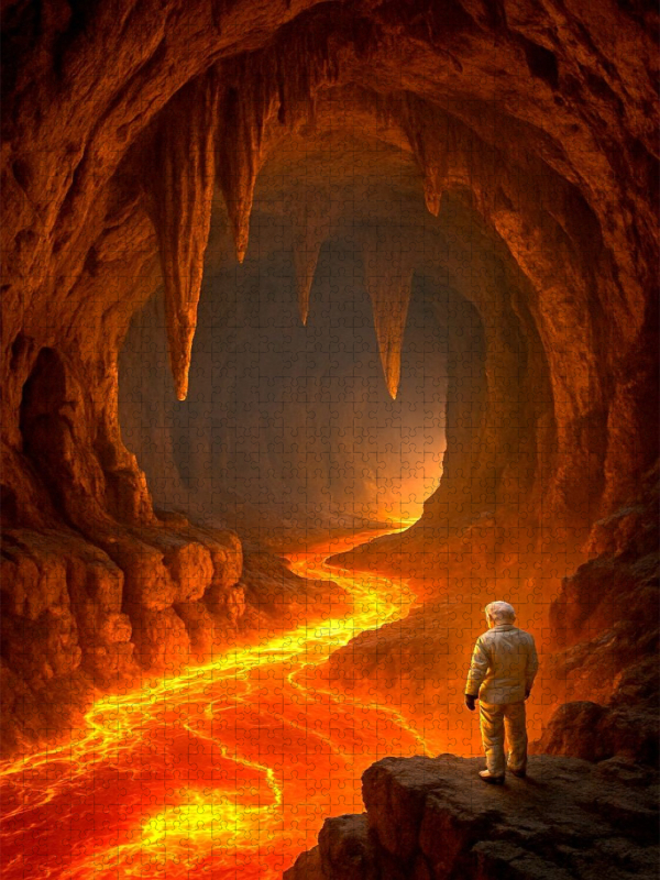 Lavaströme in einer Höhle