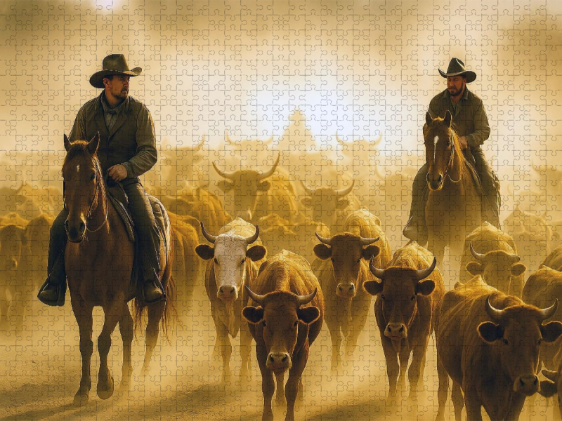 Cowboys begleiten eine Rinderherde