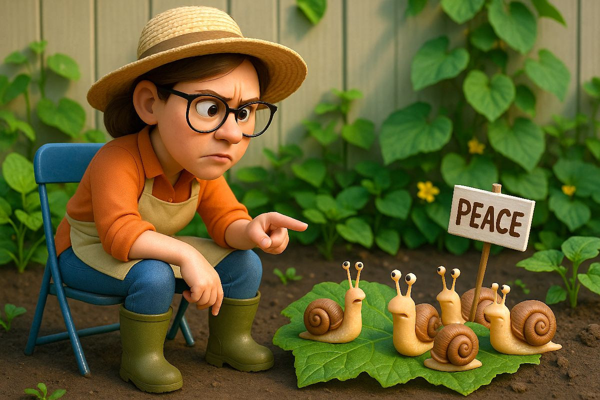 Deutliche Ansprache an die Schnecken im Garten