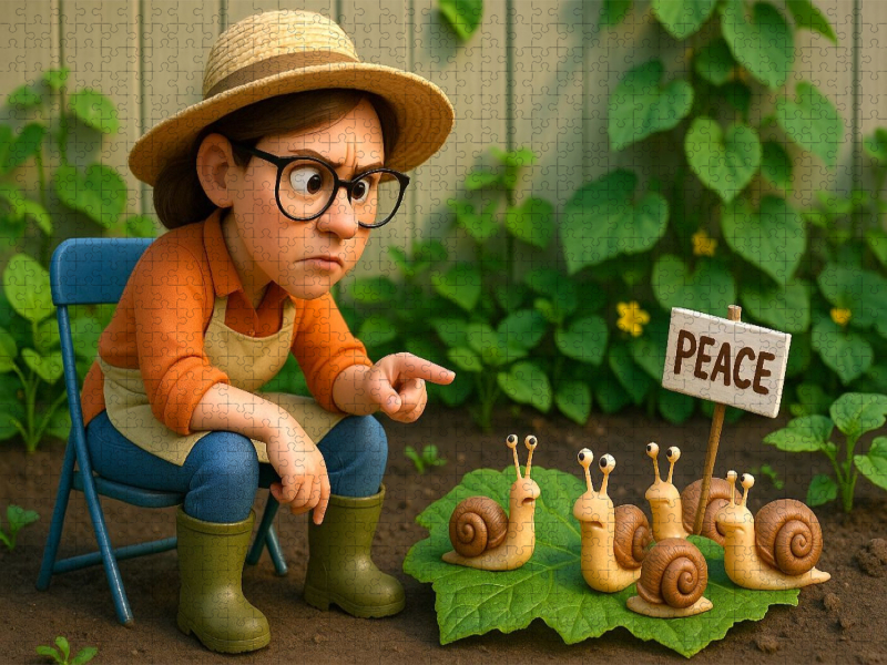 Deutliche Ansprache an die Schnecken im Garten