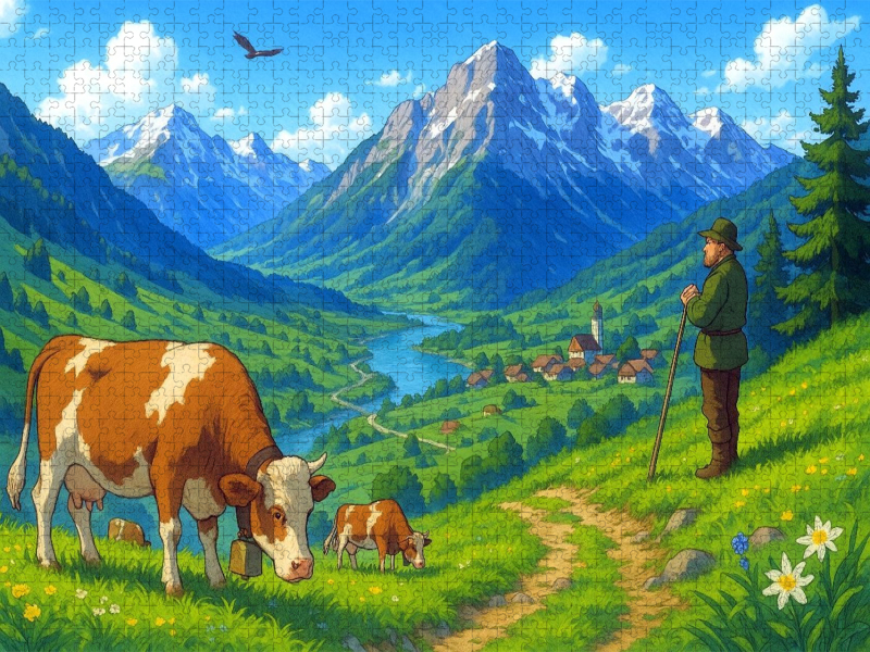 Hirtenblick ins Tal - Anime Alpen
