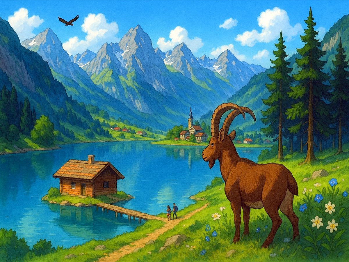 Die Hütte auf dem See - Anime Alpen