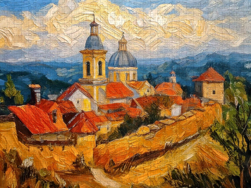 Dorf an einer Wallfahrtskirche