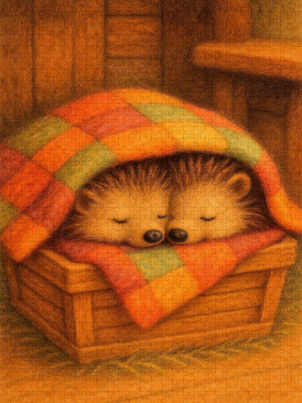 Zwei Igel kuscheln unter einer Decke