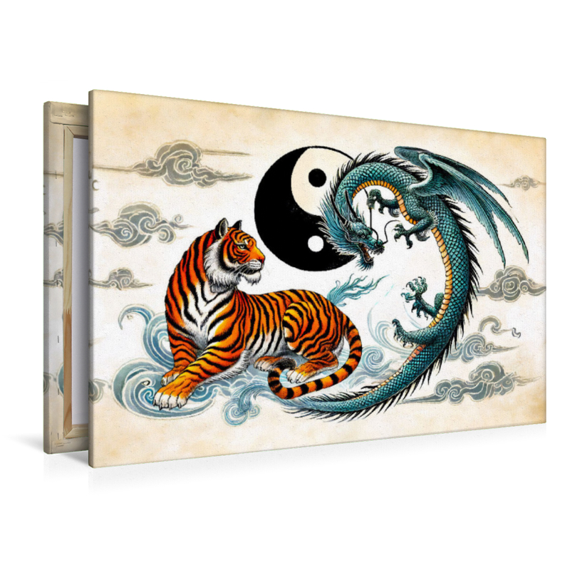 Yin und Yang - Tiger und Drache im asiatischen Malstil