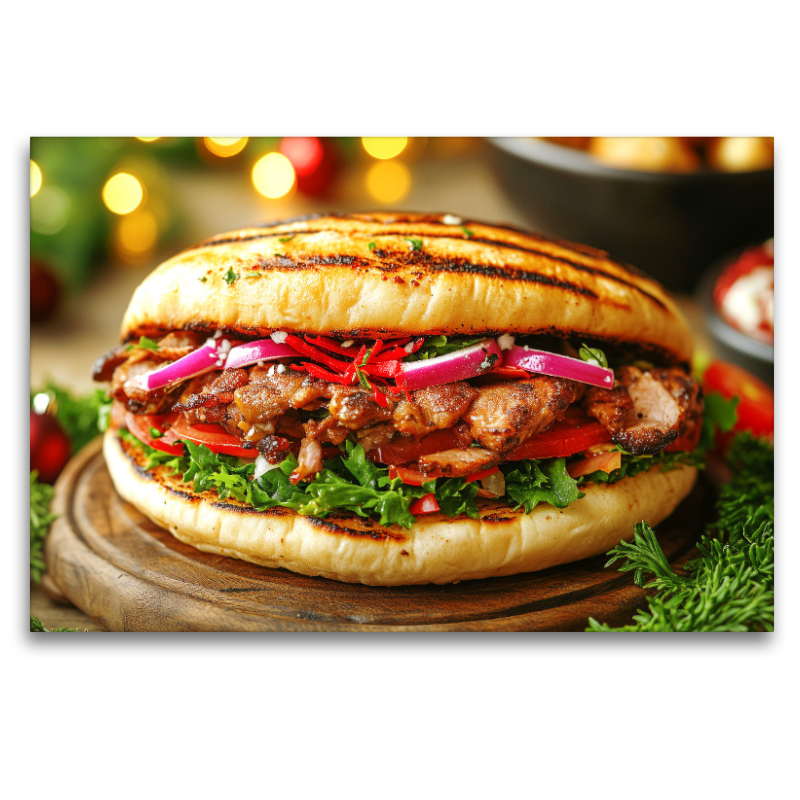 Weihnachtlicher Döner Kebab mit frischen Zutaten