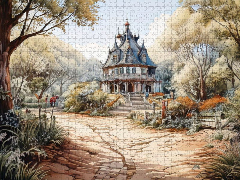 Am Waldrand steht dieses Haus im Stil eines kleinen Pavillons.