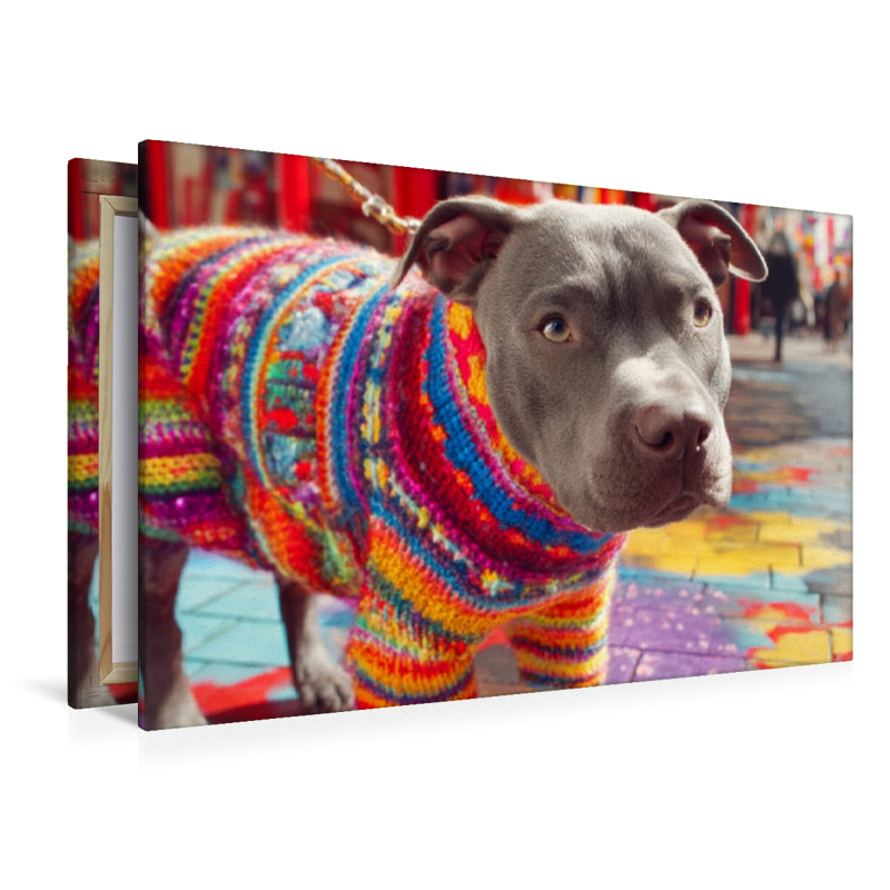 Pit Bull im bunten Strick