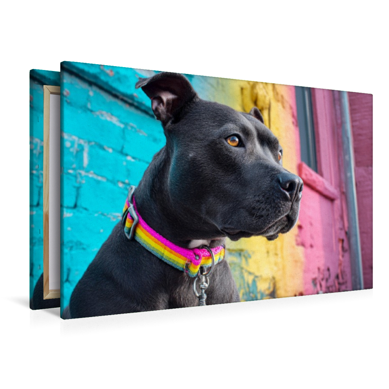 Pit Bull mit buntem Halsband