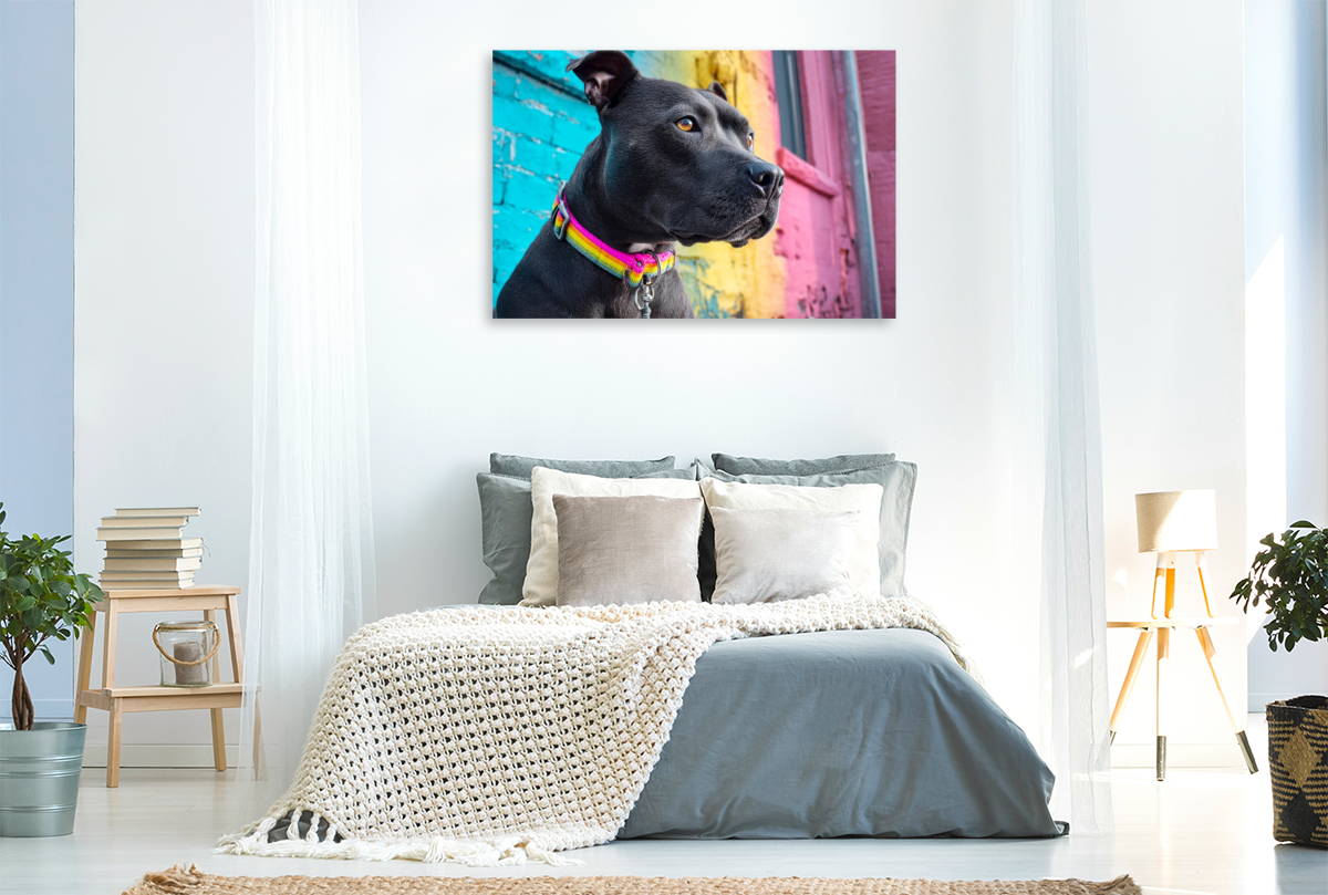 Pit Bull mit buntem Halsband
