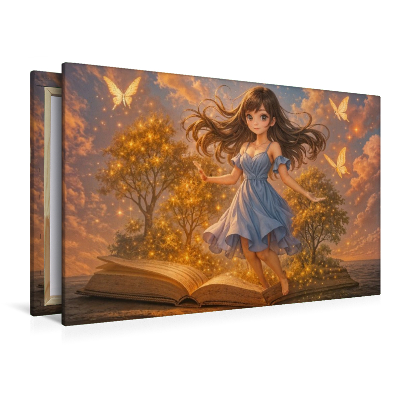 Animewelt Heldin zwischen Seiten