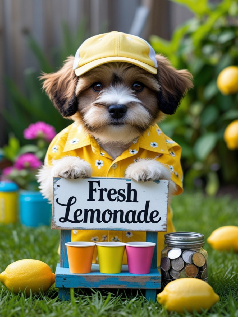 Hund verkauft Limonade – sommerlich, süß und originell