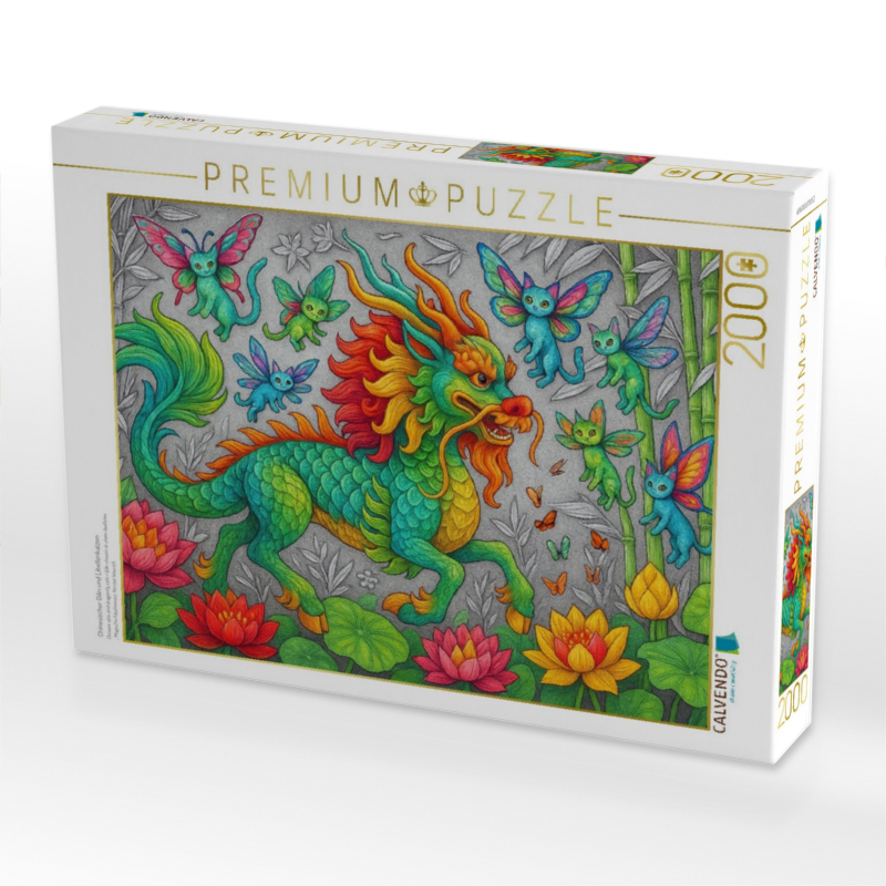 Chinesischer Qilin und Libellenkatzen