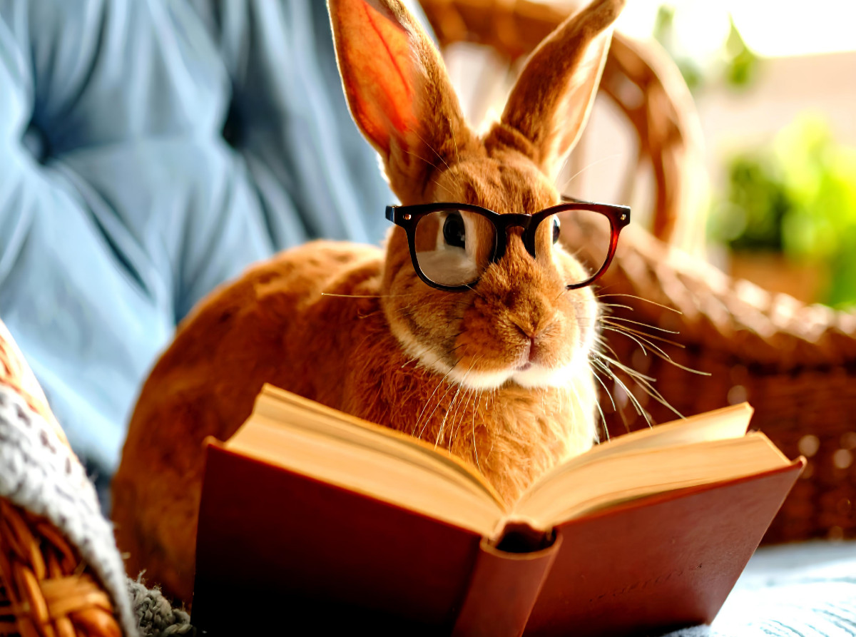 Hase beim lesen