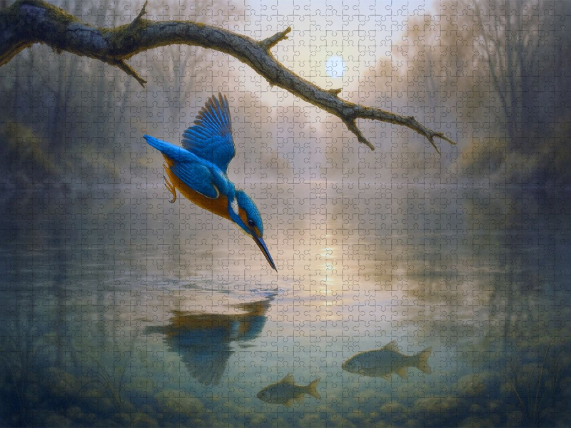 Sturzflug - Eisvogel am Wasser