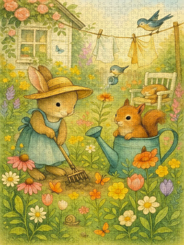 Blütenfreude im Garten – Puzzlezauber für Herz und Seele