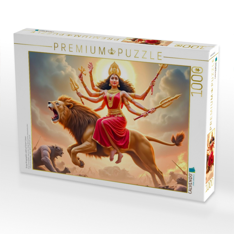 Durga, Kriegergöttin, reitet auf einem Löwen